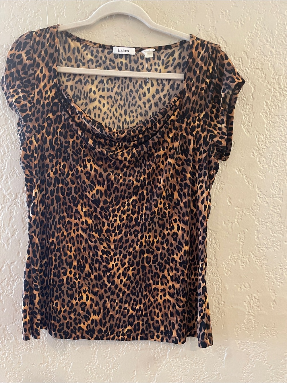 liz & co. Leopard Print Cowl Neck Camisole - Brown, Black